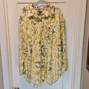 NYDJ Green/Yellow Floral Print Tunic XL